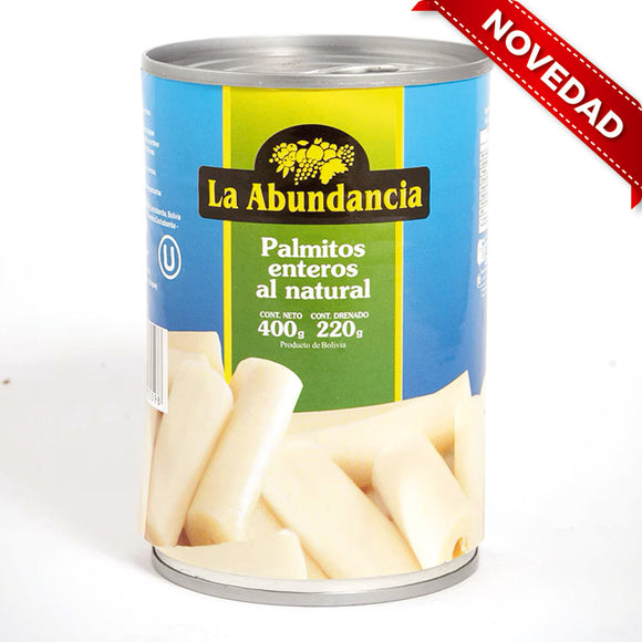 Lata de palmitos enteros LA ABUNDANCIA - 400Grs